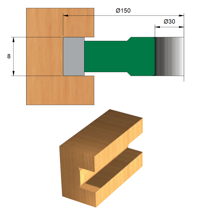 Fresa para Ranhura Ø150 x 8 x 30 – 6 Dentes - Cód. 1800.22